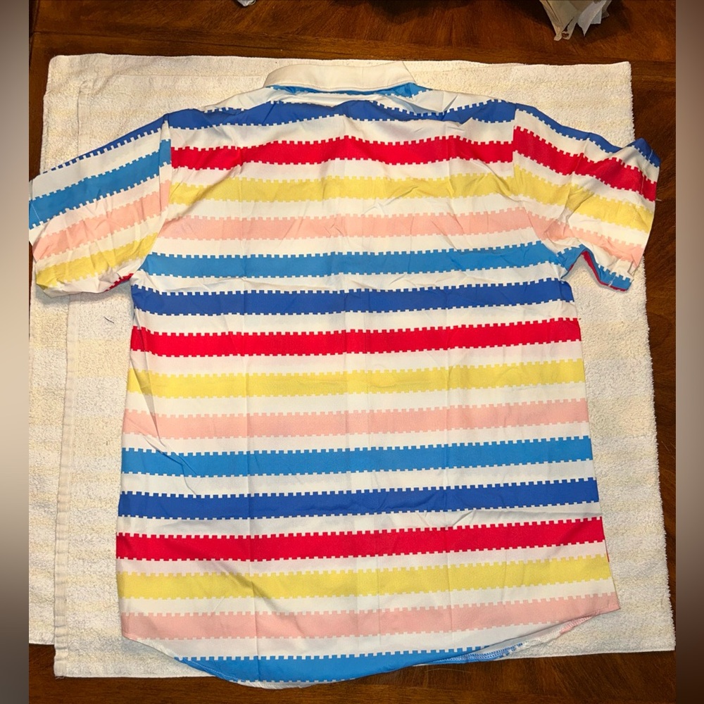 SHEIN Men’s XL Striped Short Sleeve Button Down Shirt - Picture 3 of 5